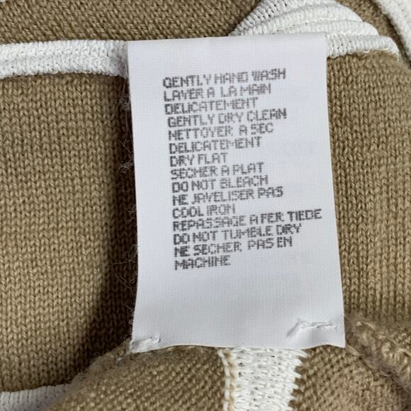 Size S Beige White Merino Wool Blend Textured Stripe Sleeveless Casual Top - Picture 10 of 10